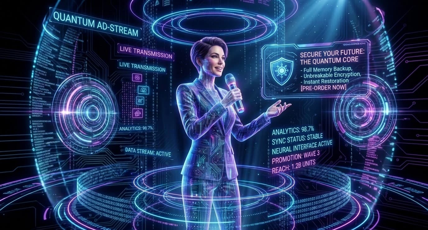 high-tech agent scene holding microphone
